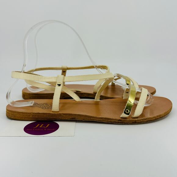 Ancient Greek Sandals Women's Goudi Sandals Off White/Gold Size 39 EU/ 9 US - Picture 2 of 15